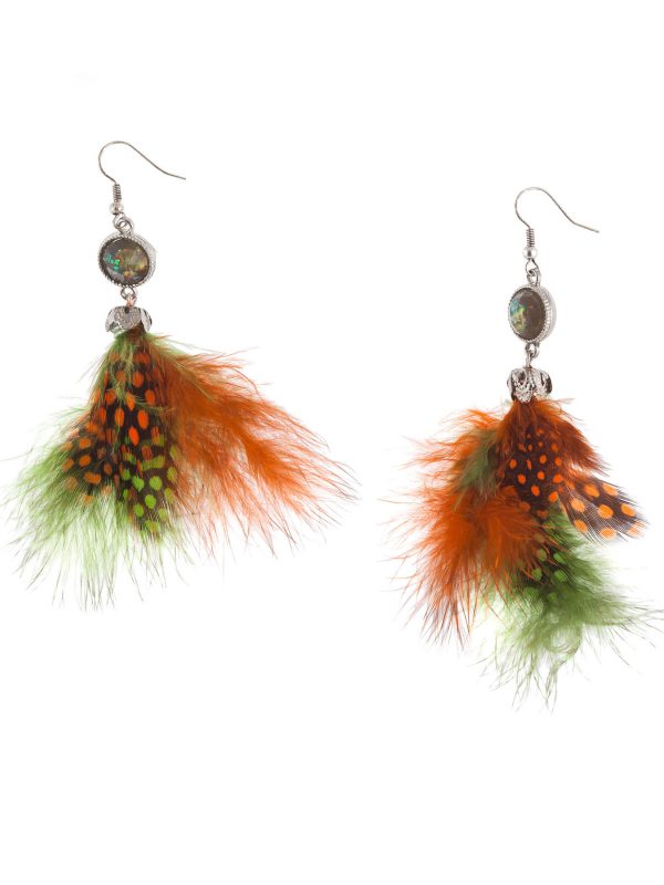 Studio Boneli Έθνικ σκουλαρίκια με πολύχρωμα φτερά