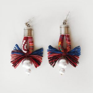 Σκουλαρίκια boho πολύχρωμα με πέρλες και έθνικ ορειβατικό κορδόνι