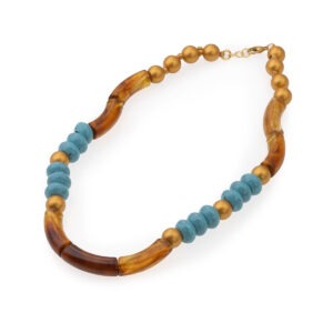 Γυναικείο κολιέ με στοιχεία τουρκουάζ, ταρταρούγα και πέρλες