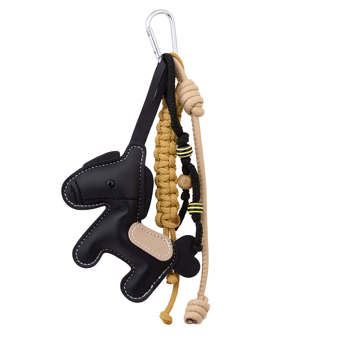 Μπρελόκ “Bag Charm” unisex, μεγάλο δερμάτινο πόνυ, μαύρο