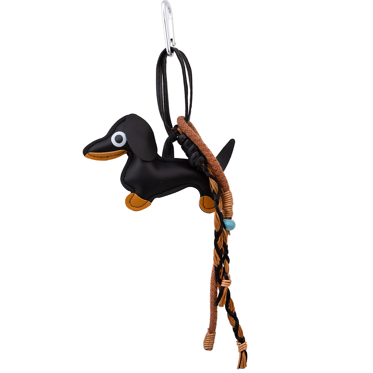 Μπρελόκ “Bag Charm” unisex, μεγάλο δερμάτινο σκυλάκι ντόσεν, μαύρο