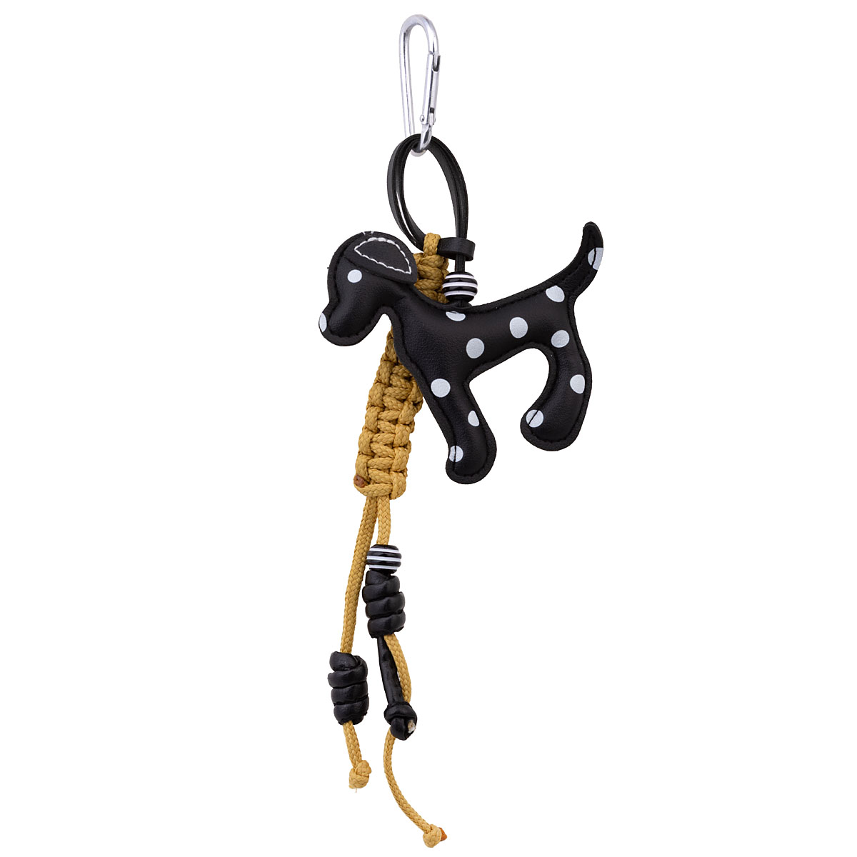 Μπρελόκ “Bag Charm” unisex, μεγάλο δερμάτινο μαύρο σκυλάκι με πουά