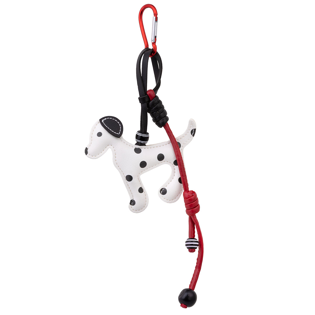 Μπρελόκ “Bag Charm” unisex, μεγάλο δερμάτινο λευκό σκυλάκι με πουά
