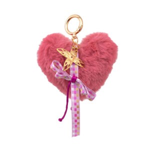 Μπρελοκ "Bag Charm", μεγάλη πομ πομ καρδιά με γούρια