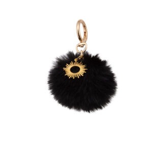 Μπρελόκ "Bag Charm", μεγάλο μαύρο πομ πομ με γούρι