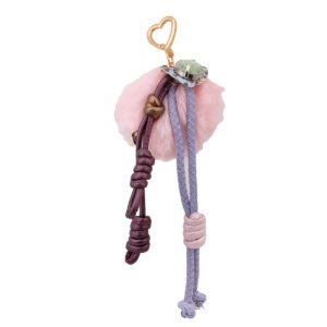 Μπρελόκ "Bag Charm" με μεγάλο ροζ πομ πομ και γούρι